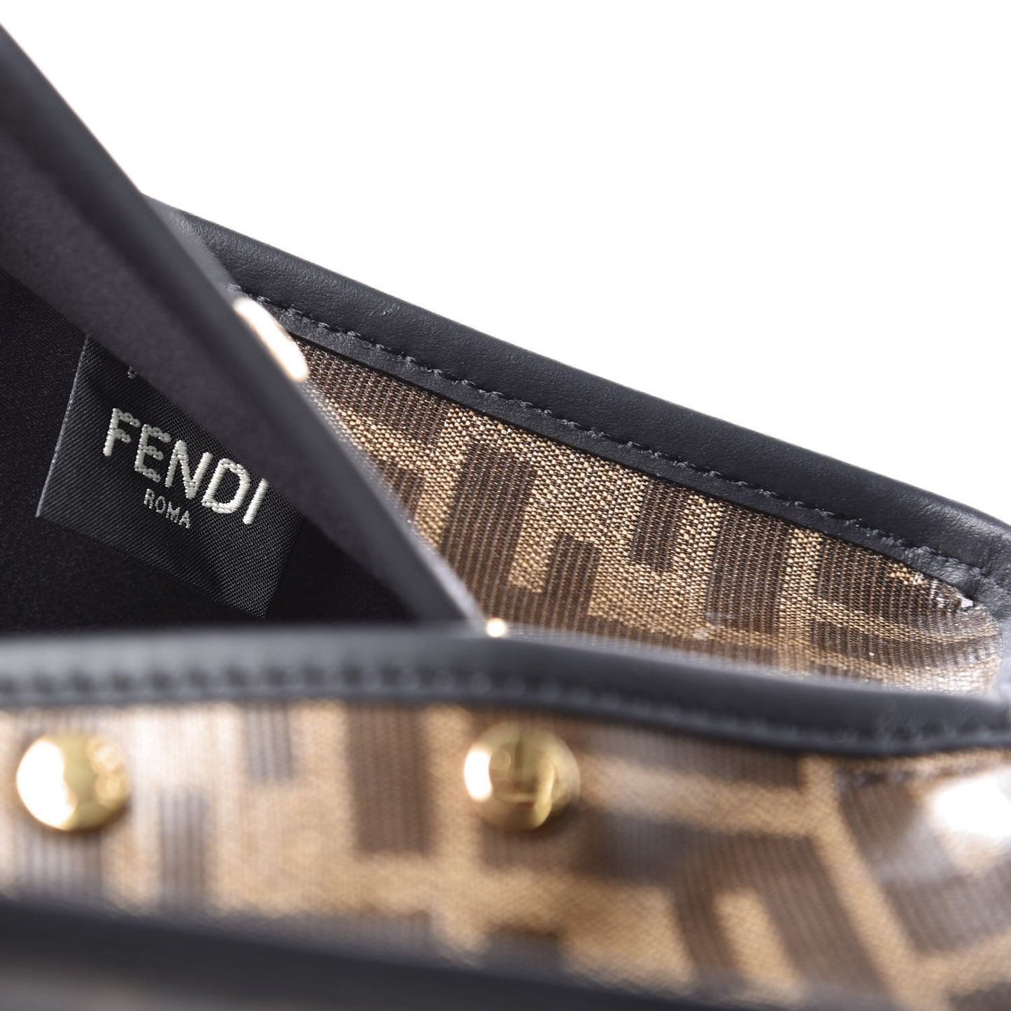 Glazed Fabric Vitello Century FF 1974 Stamp Patch Mini Peekaboo Defender Cover Mogano Panna Black