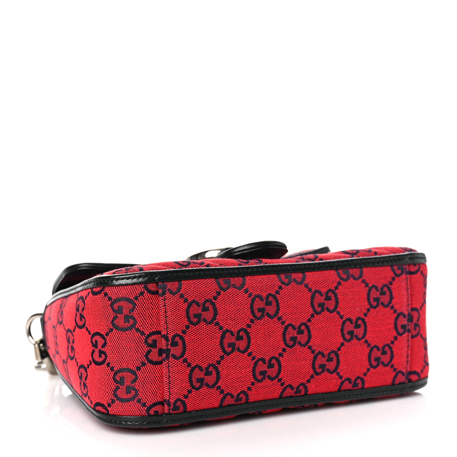 Gucci Monogram Multicolor Matelasse Diagonal Mini GG Marmont Top Handle Shoulder Bag Red Blue 3 of 9
