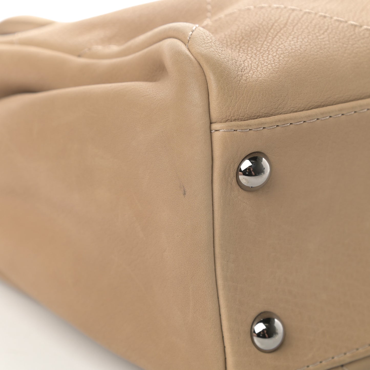 Washed Calfskin Quilted Large Hamptons Flap Bag Dark Beige