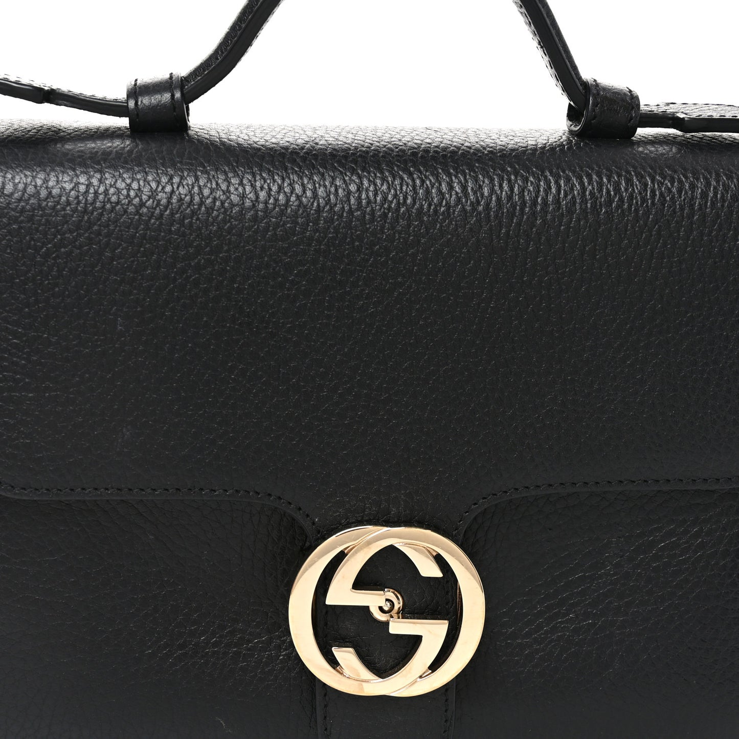 Dollar Calfskin Interlocking G Top Handle Shoulder Bag Black