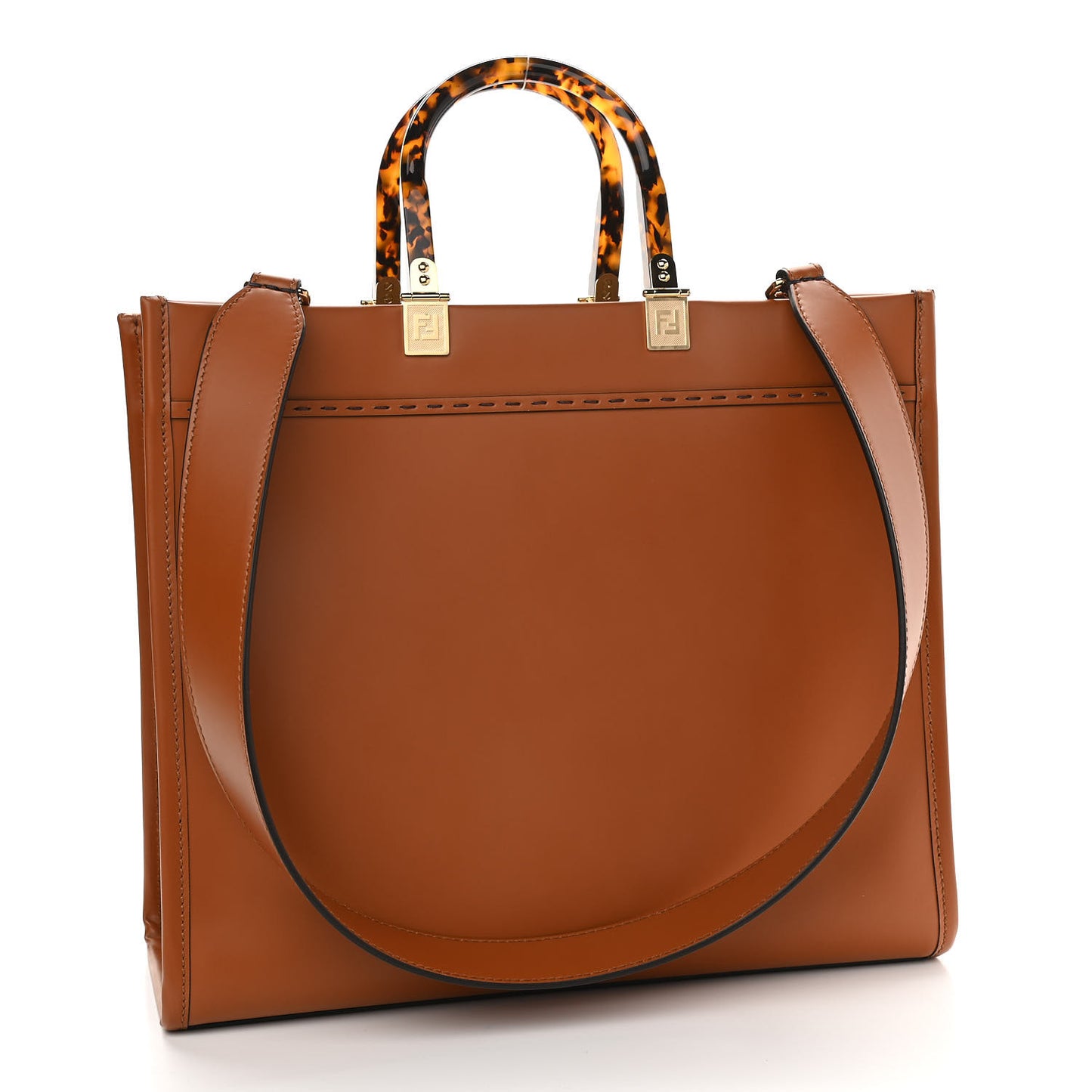 Vitello King Plexiglass Medium Fendi Sunshine Shopper Tote Cuoio
