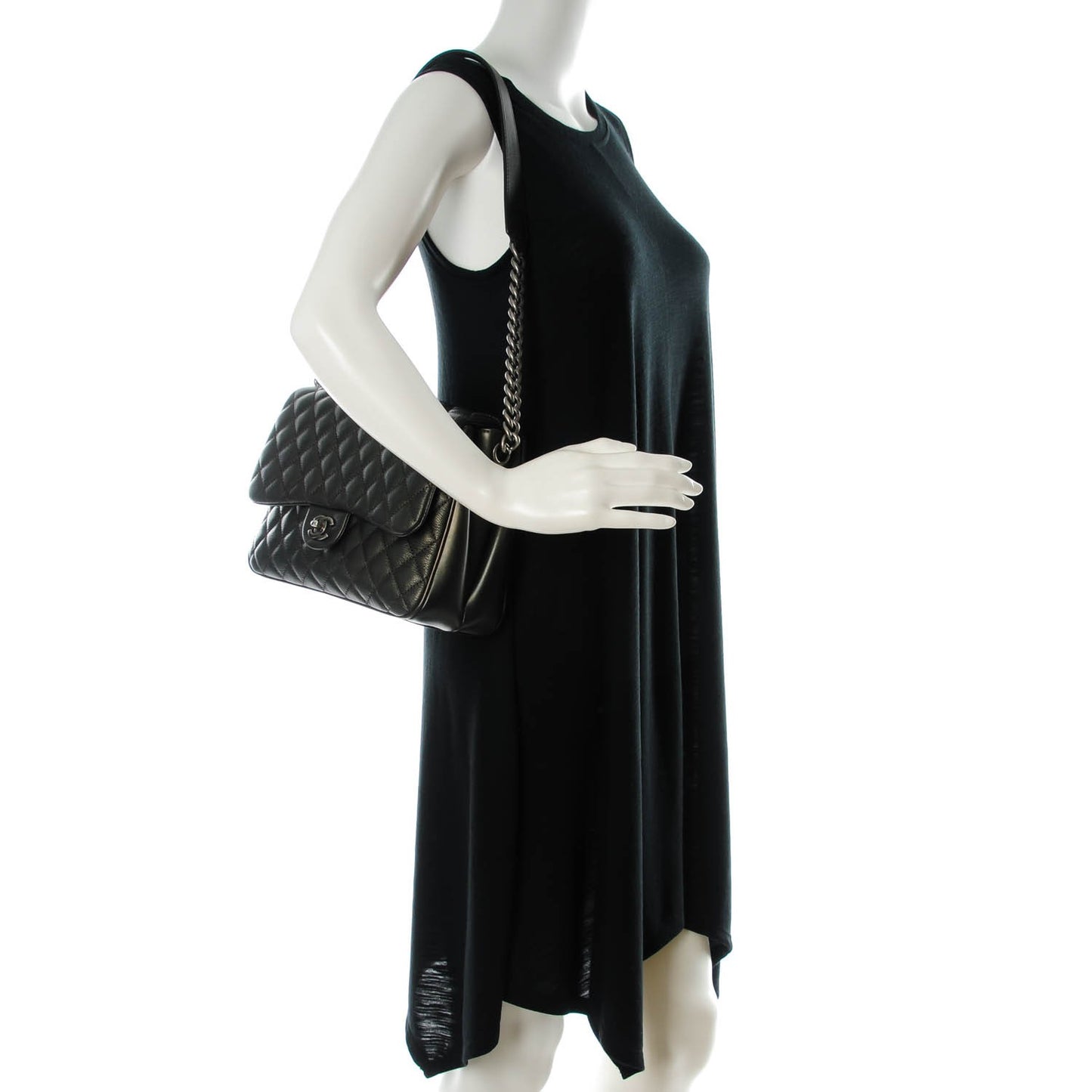 Metallic Goatskin Quilted Medium Rock In Rome Flap Charcoal