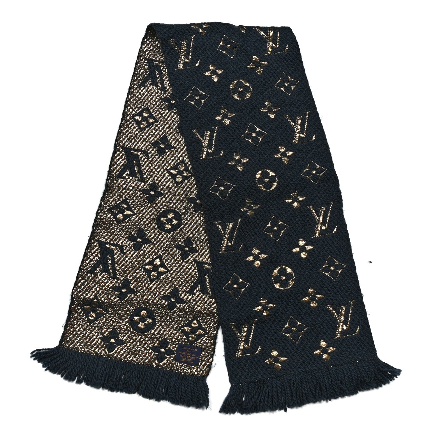 Louis Vuitton Wool Silk Logomania Shine Scarf Petrol 1733040