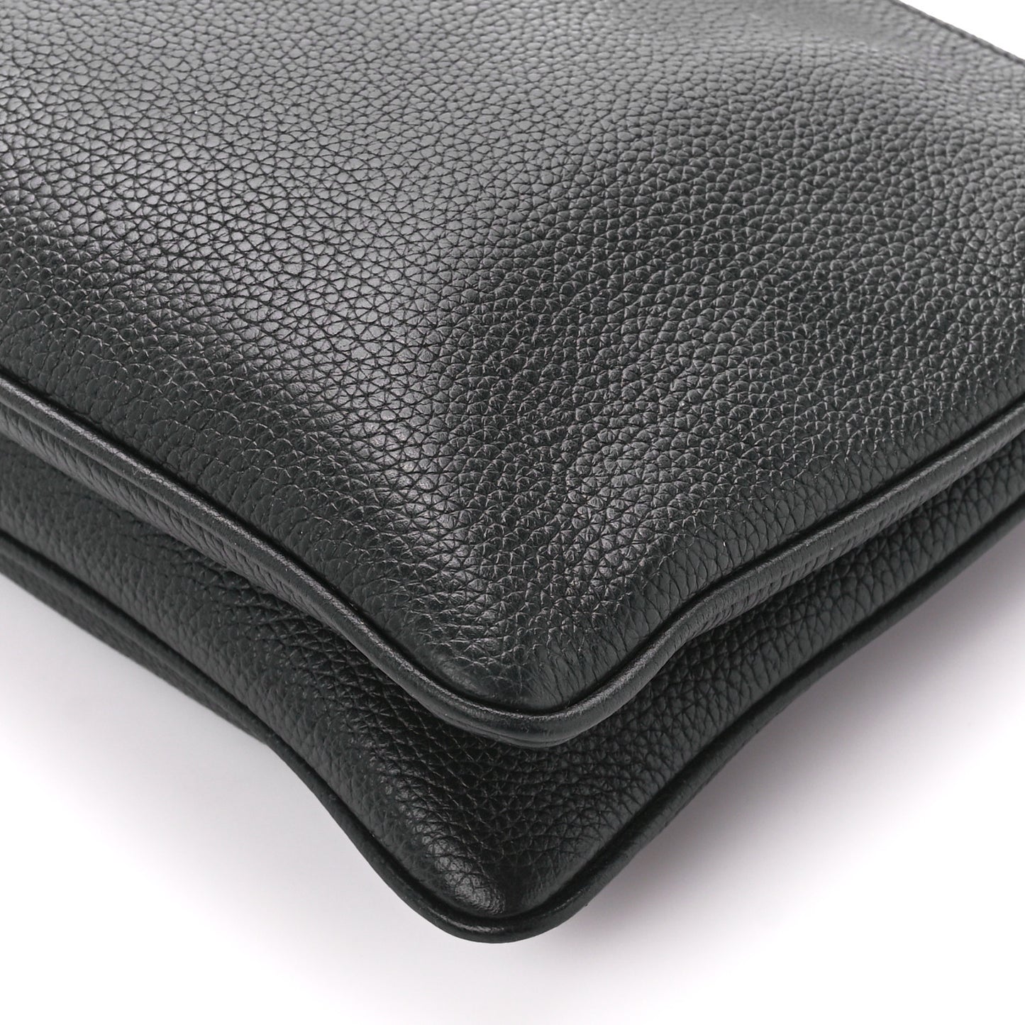 Vitello Daino Double Zip Crossbody Bag Black