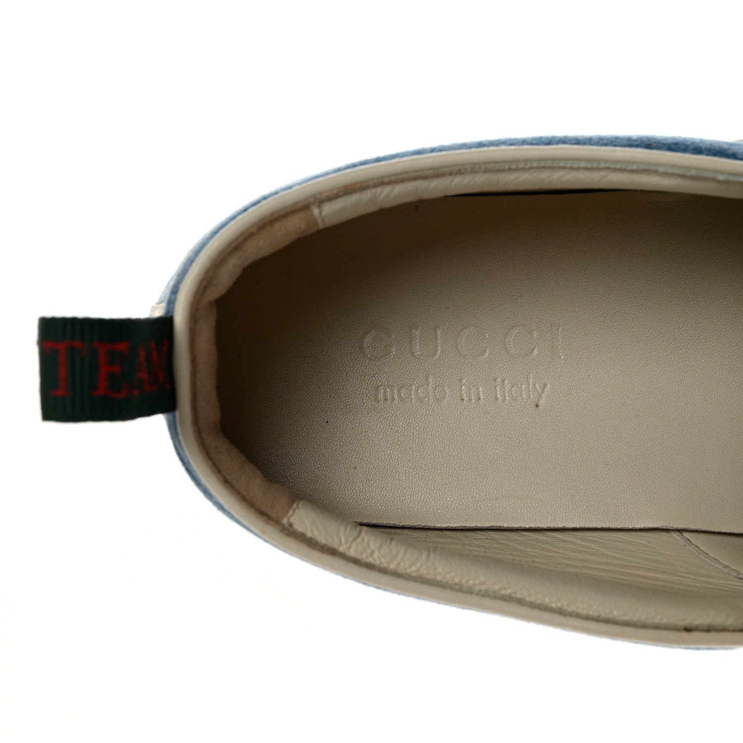 Gucci Kura Denim Logo Embroidered Mens Slip On Sneakers 7.5 Blue 6 of 12