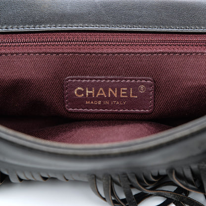 Chanel Metallic Calfskin Quilted Large Into The Fringe Flap Black 6 of 9