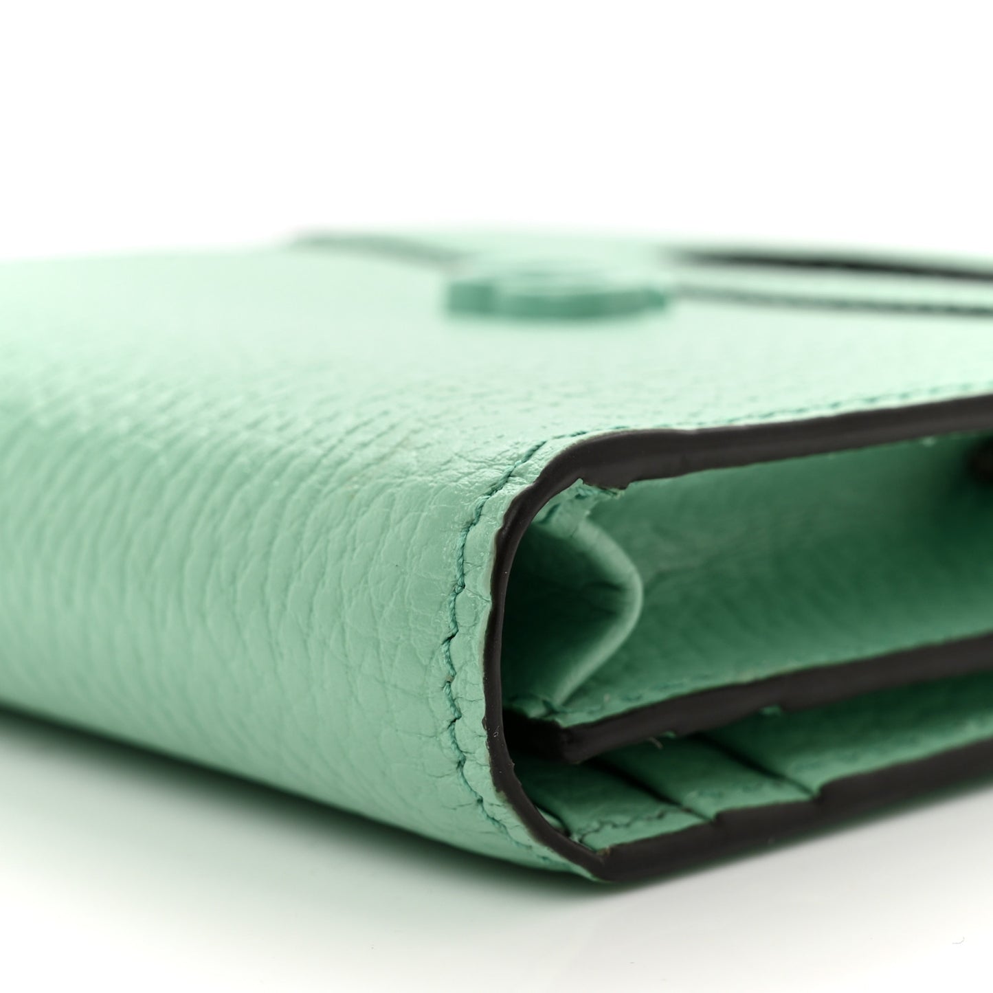 Dollar Calfskin Enamel Monochrome GG Marmont Top Handle Card Case Wallet Pepperlight Mint