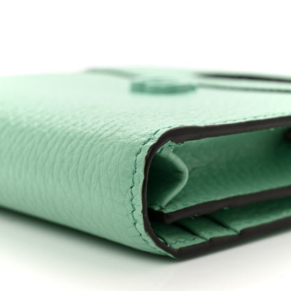 Gucci Dollar Calfskin Enamel Monochrome GG Marmont Top Handle Card Case Wallet Pepperlight Mint 8 of 9