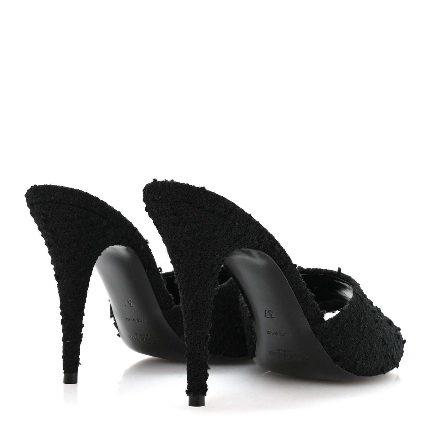 Saint Laurent Boucle Tweed La 16 95 Mule Sandals 37 Black 5 of 9