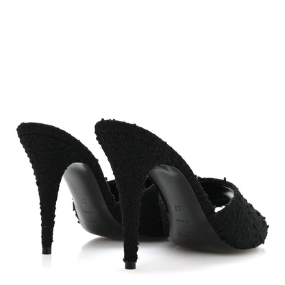 Saint Laurent Boucle Tweed La 16 95 Mule Sandals 37 Black 5 of 9