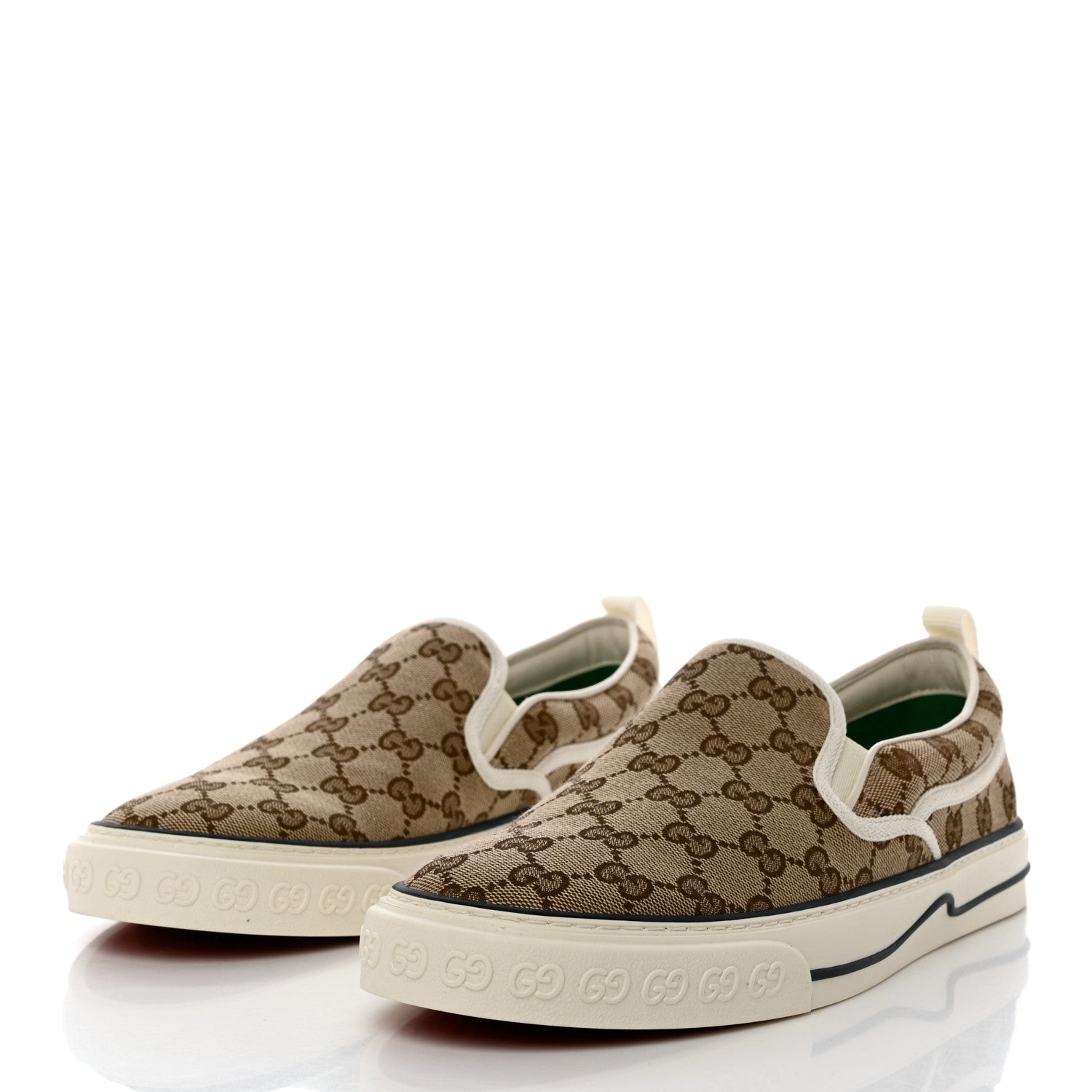 Gucci GG Monogram Mens 1977 Tennis Slip On Sneakers 9.5 Beige Ebony Mystic White 3 of 8