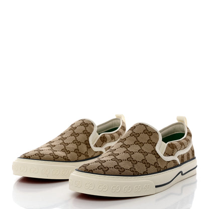 Gucci GG Monogram Mens 1977 Tennis Slip On Sneakers 9.5 Beige Ebony Mystic White 3 of 8