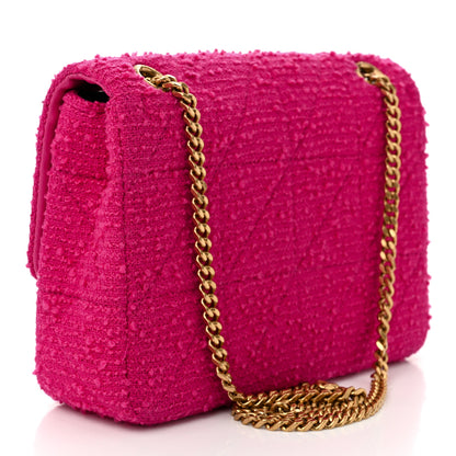 Saint Laurent Boucle Tweed Patchwork Monogram Medium Jamie Baguette Magenta 3 of 10