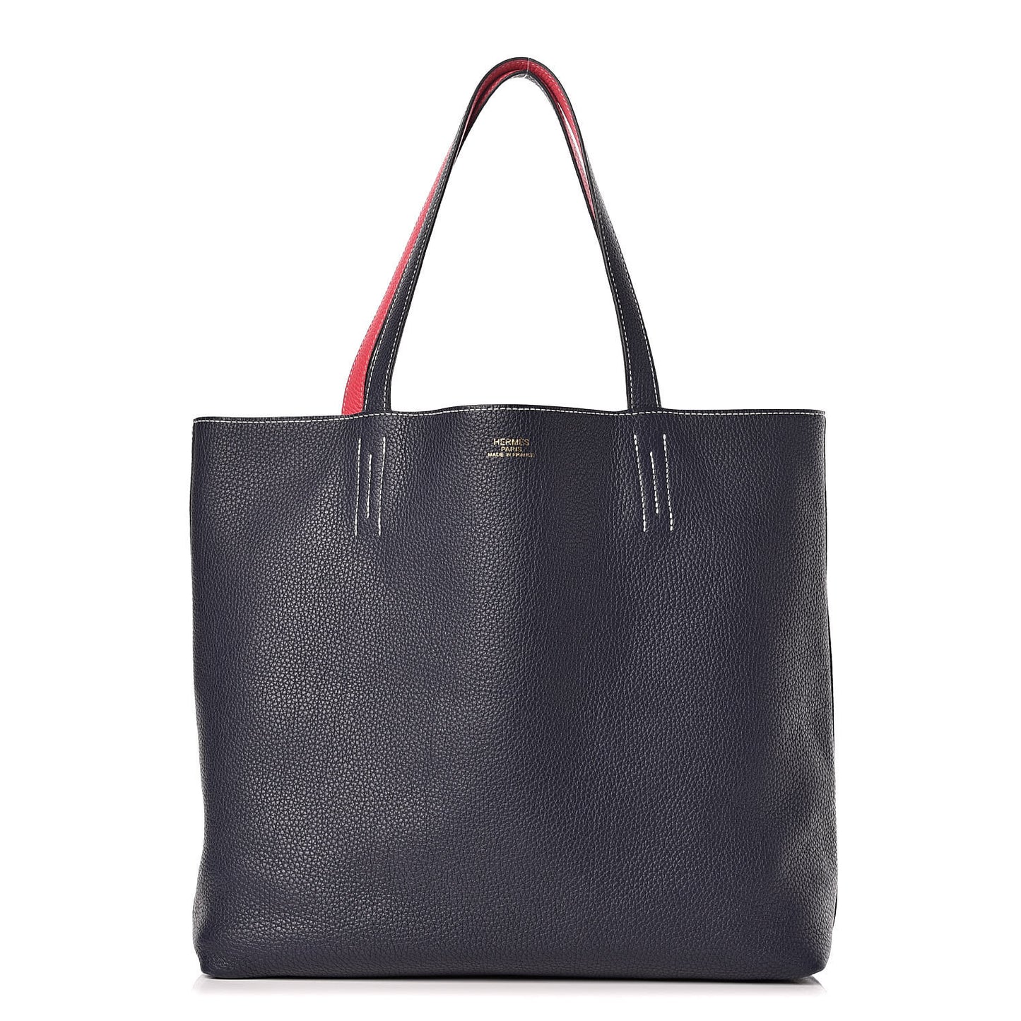 Taurillon Clemence Double Sens 36 Reversible Tote Bleu Nuit Rose Extreme