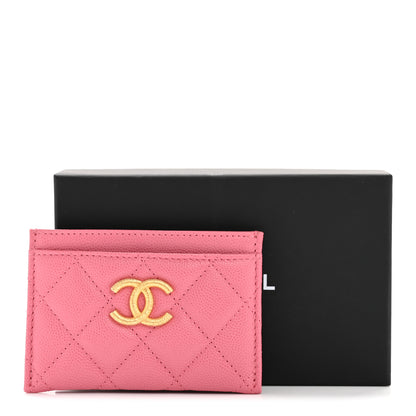Chanel Caviar Quilted Textured CC Card Holder Pink 20 of 20