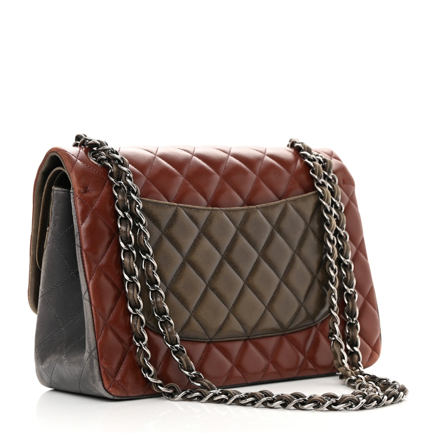 Chanel Lambskin Quilted Jumbo Tri-Color Double Flap Burgundy 3 of 22