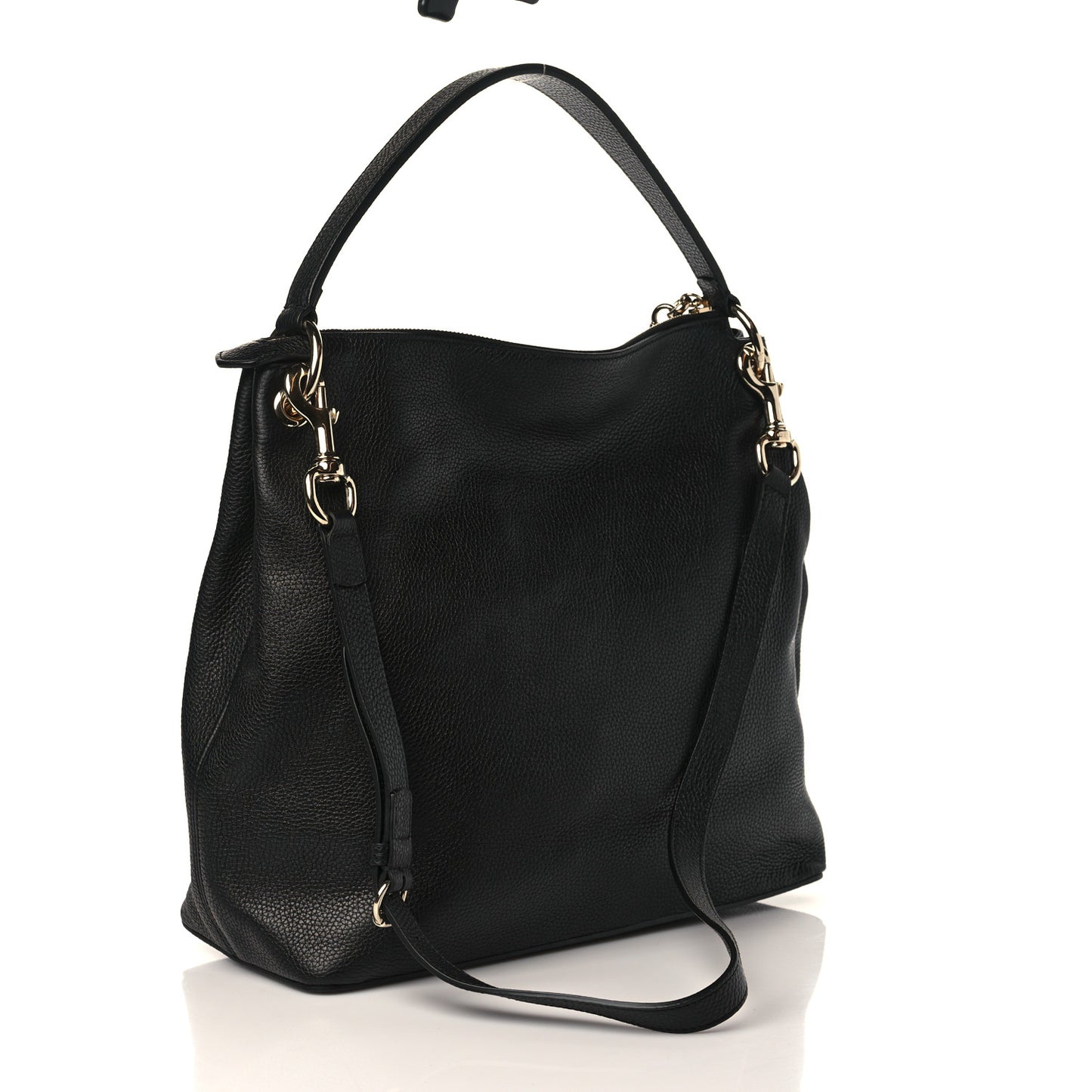 Pebbled Calfskin Large Soho Hobo Black