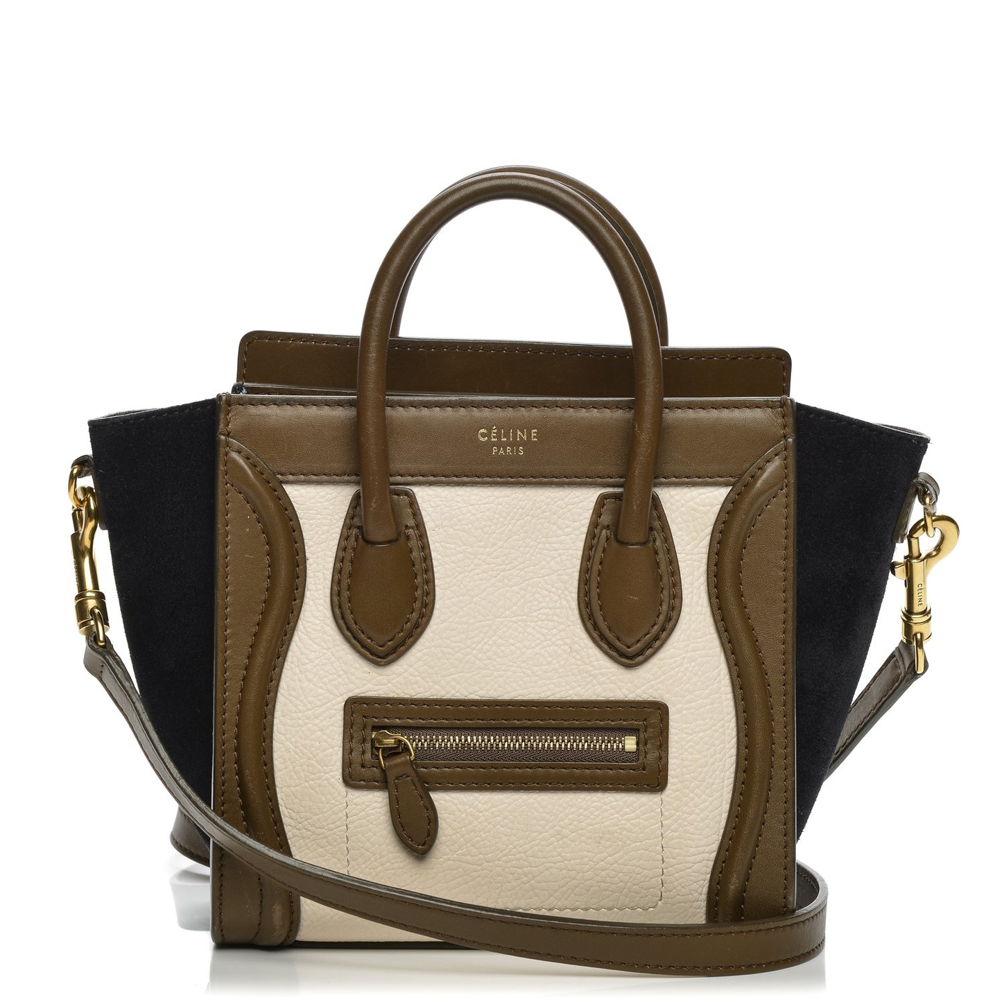 Calfskin Suede Nano Tri-Color Luggage Cream