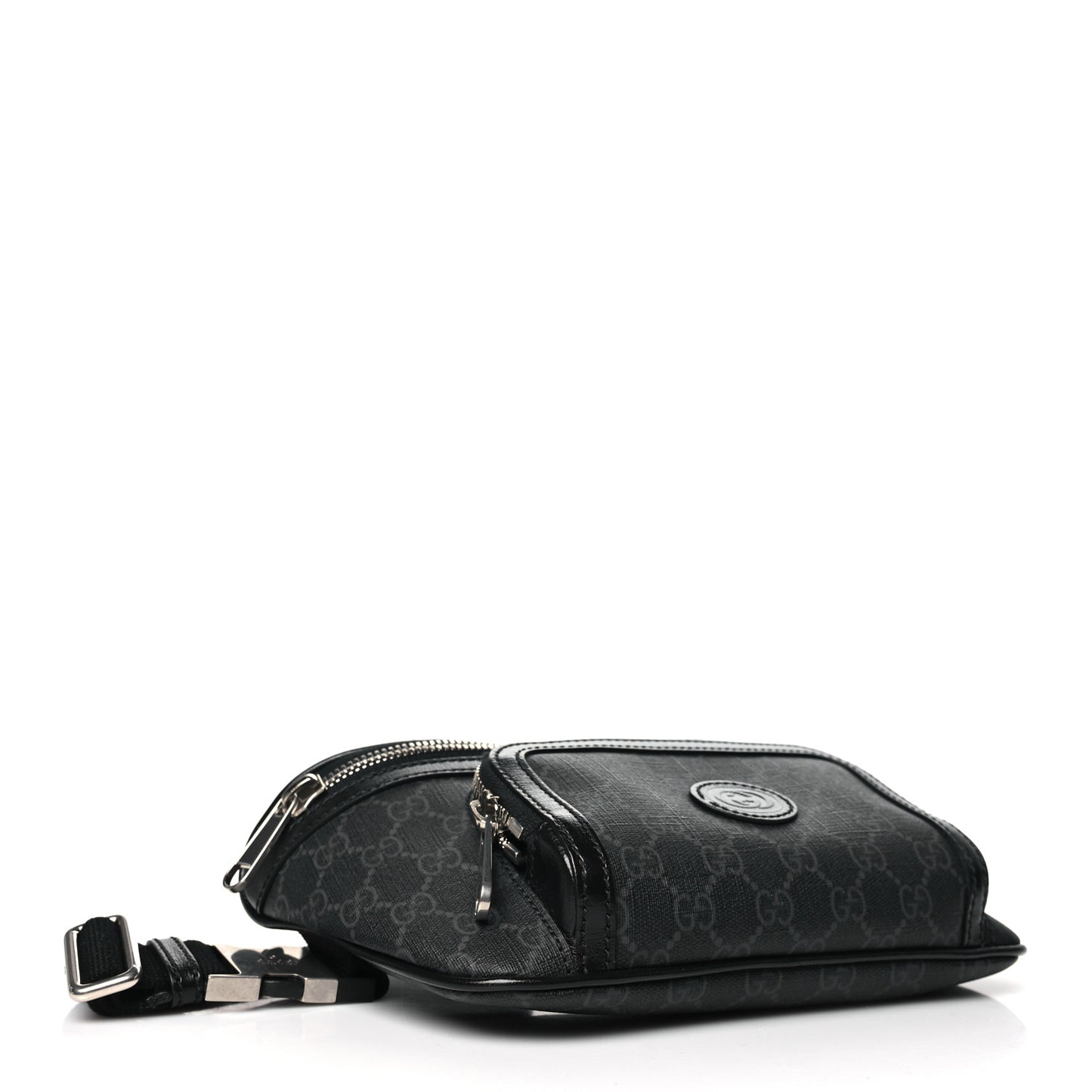 GG Supreme Monogram Textured Calfskin Retro Interlocking G Belt Bag Black