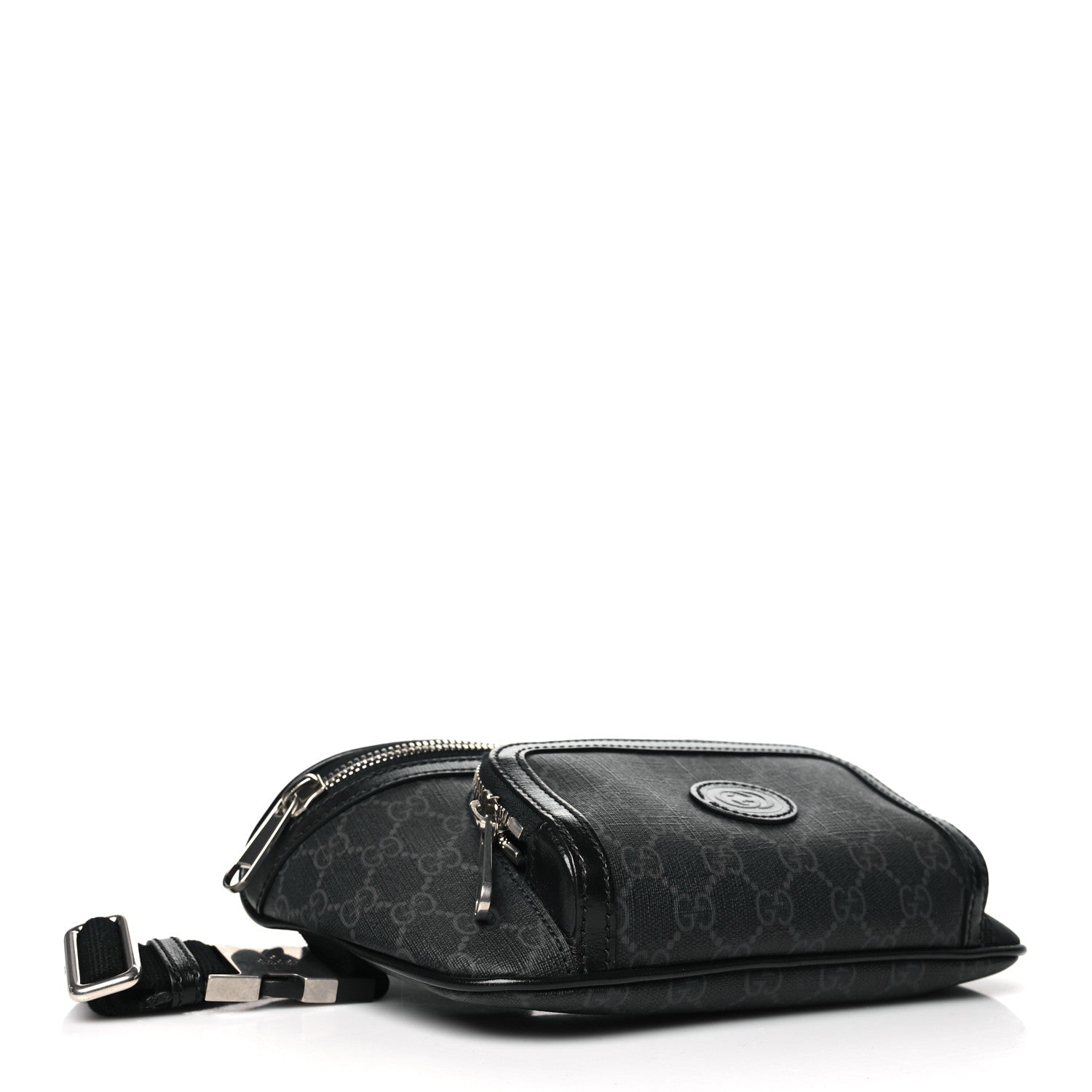 Gucci GG Supreme Monogram Textured Calfskin Retro Interlocking G Belt Bag Black 4 of 11