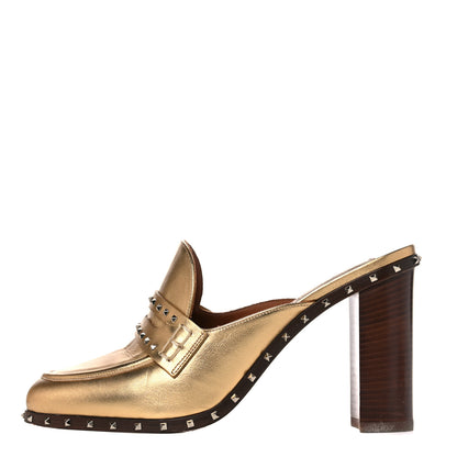 Valentino Garavani Nappa Soul Rockstud High Heel Mules 40 Gold 1 of 20