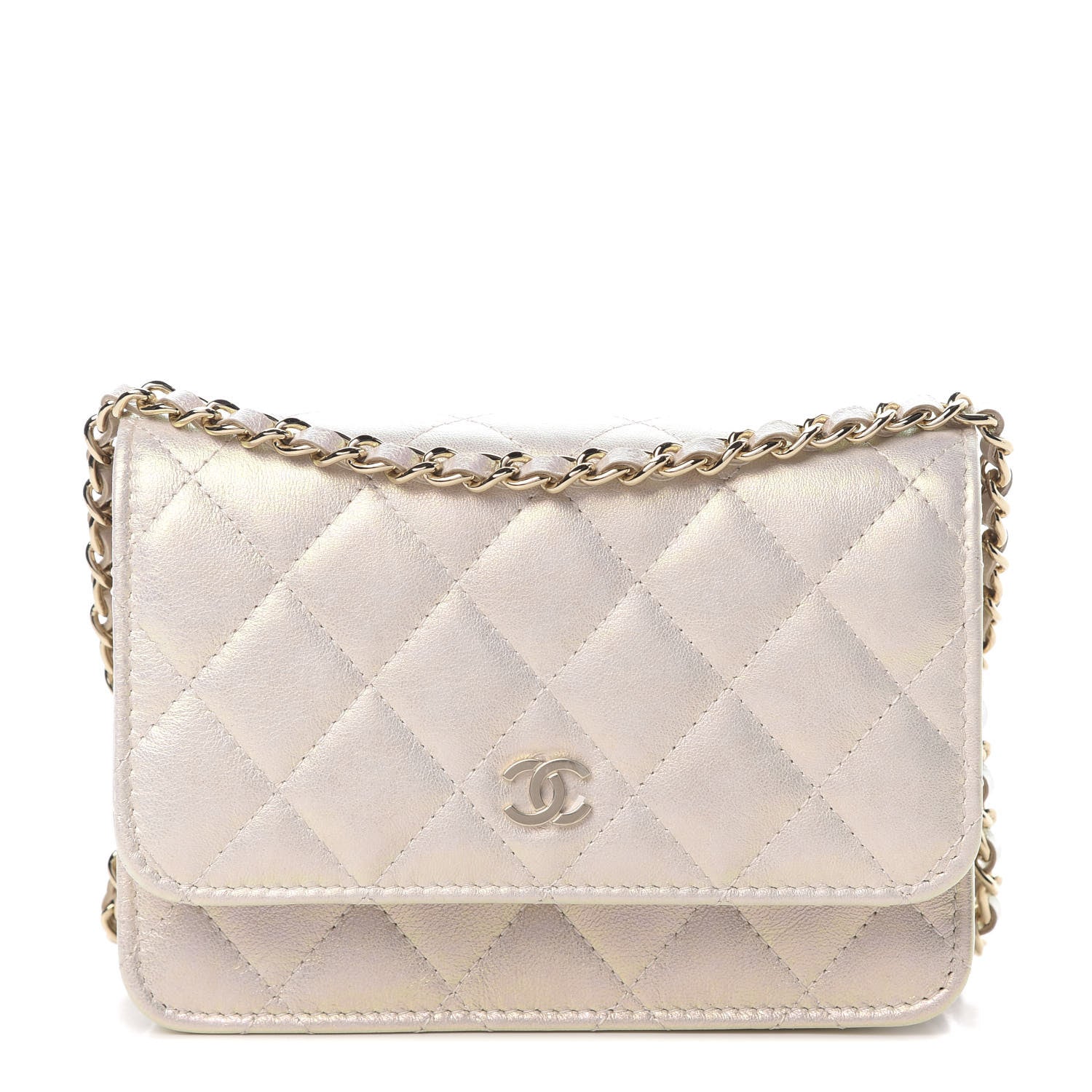 Chanel Iridescent Lambskin Quilted Mini Wallet On Chain WOC Ivory 1 of 11