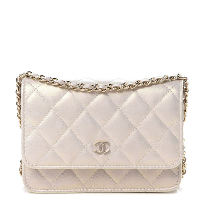 Chanel Iridescent Lambskin Quilted Mini Wallet On Chain WOC Ivory 1 of 11