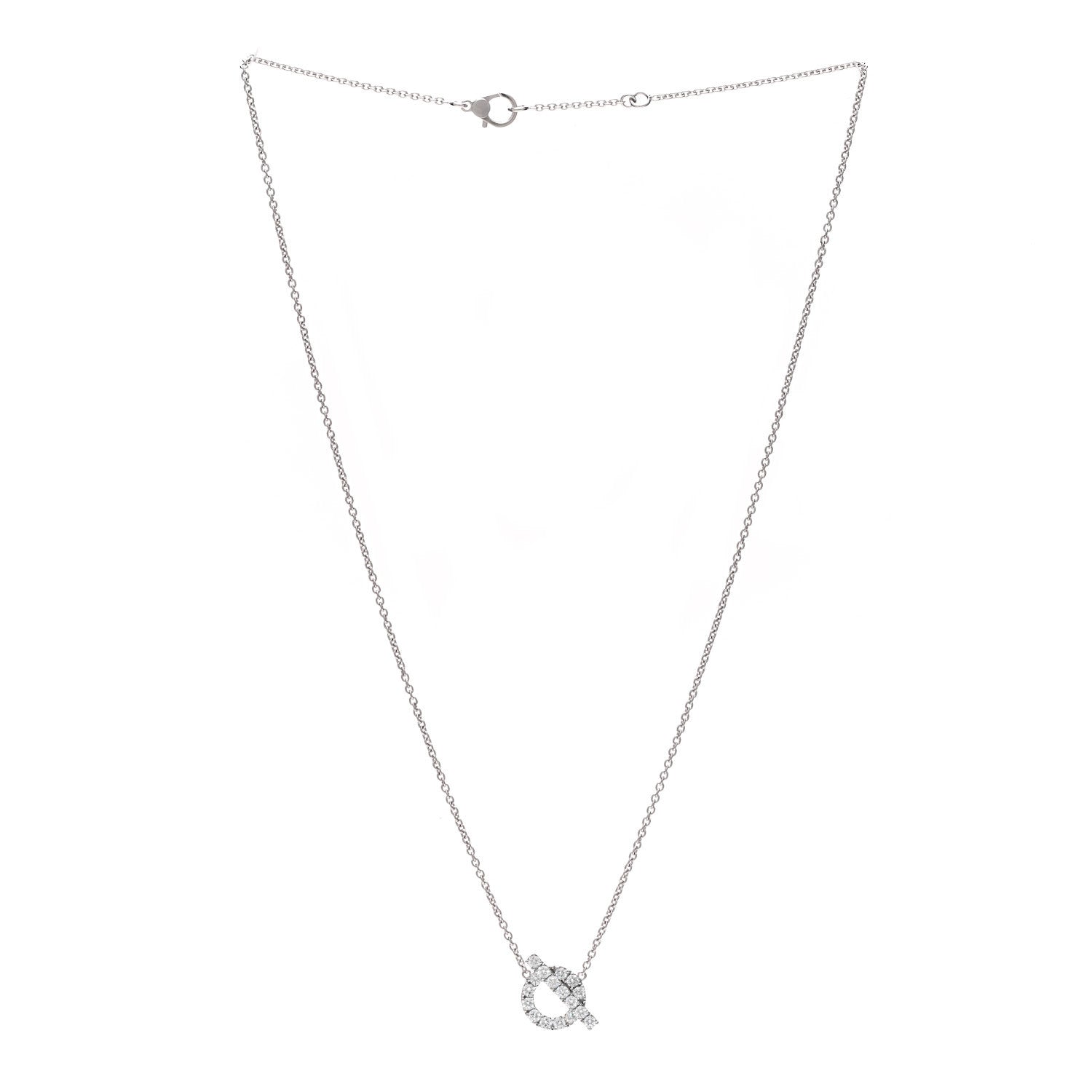 Hermes 18K White Gold Diamond Finesse Pendant Necklace 3 of 6