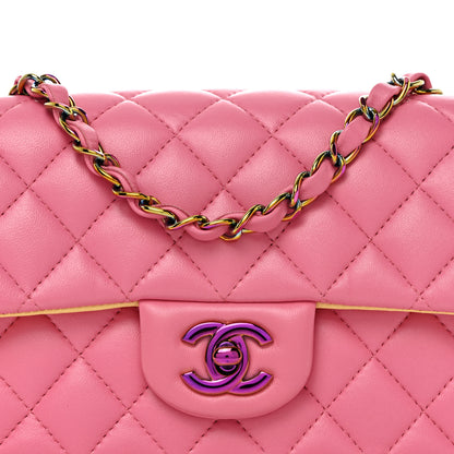 Chanel Lambskin Quilted Mini Rectangular Flap Pink Yellow 8 of 10