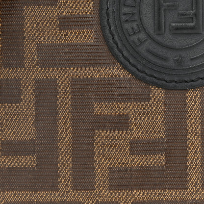 Fendi Glazed Fabric Vitello Century FF 1974 Stamp Patch Mini Camera Case Mogano Panna Black 8 of 13