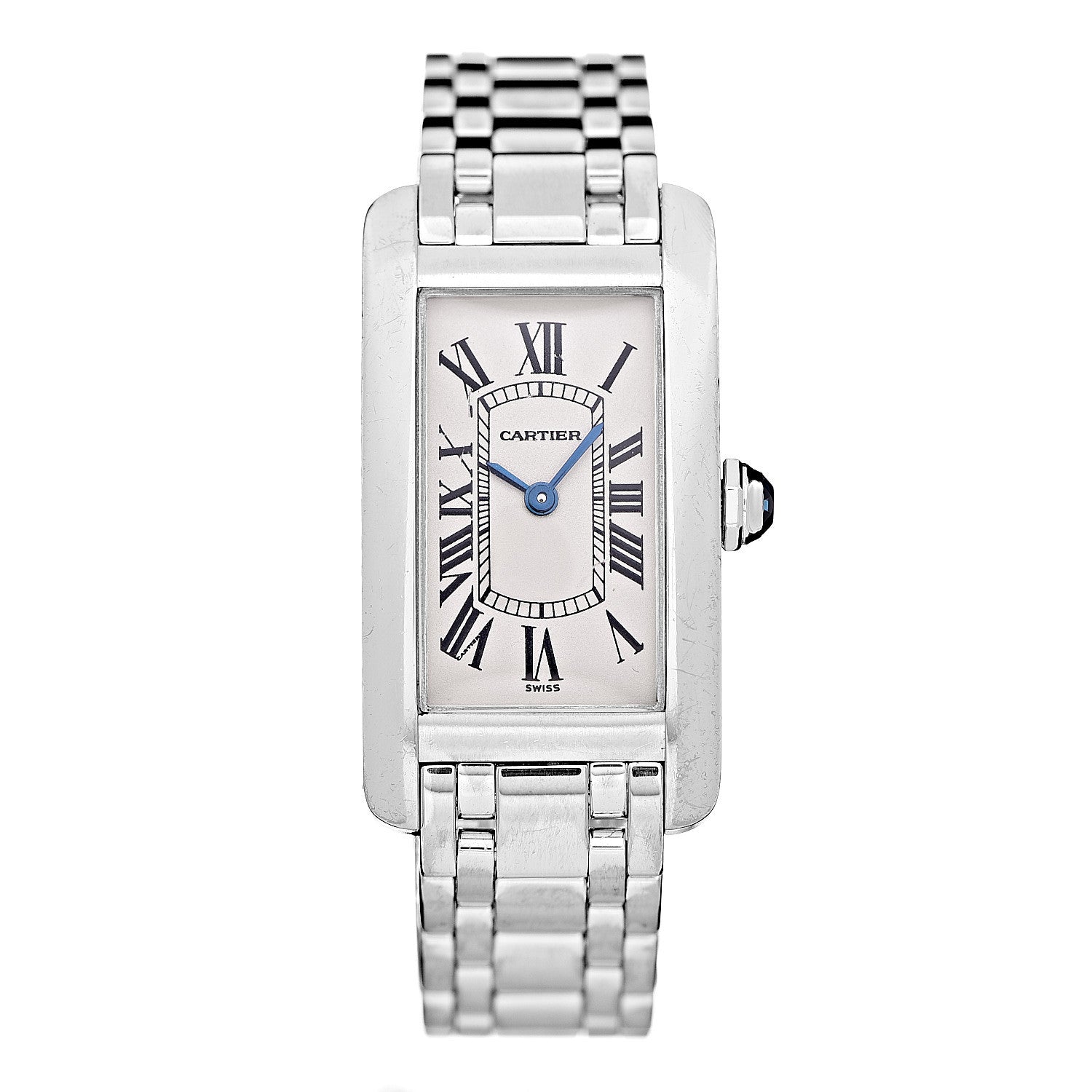 Cartier 18K White Gold 19mm Tank Americaine Quartz Watch 1 of 8