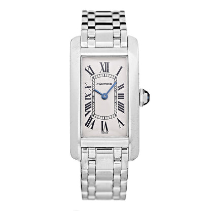 Cartier 18K White Gold 19mm Tank Americaine Quartz Watch 1 of 8