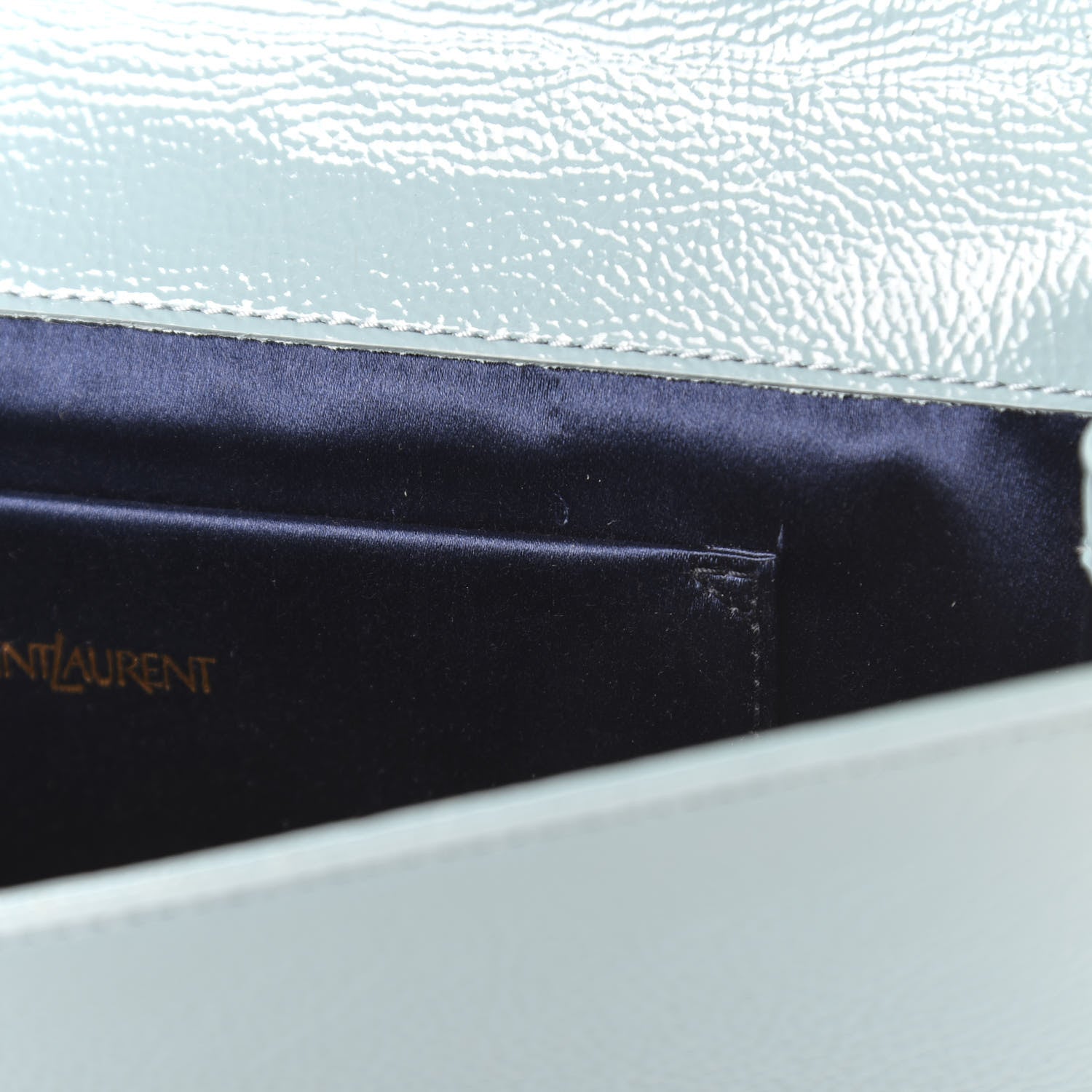 Saint Laurent Textured Patent Large Belle De Jour Clutch Light Blue 10 of 11