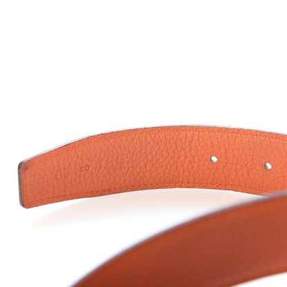 Hermes Box Togo 32mm Strie H Belt 85 Black Orange 3 of 6