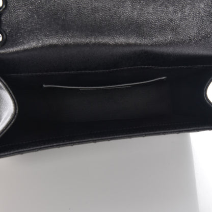 Saint Laurent Grain De Poudre Textured Mixed Matelasse Triquilt Medium Monogram Satchel Black 5 of 7