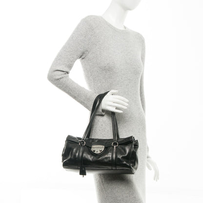 Prada Royal Calf Easy Foldover Pushlock Satchel Black 2 of 8