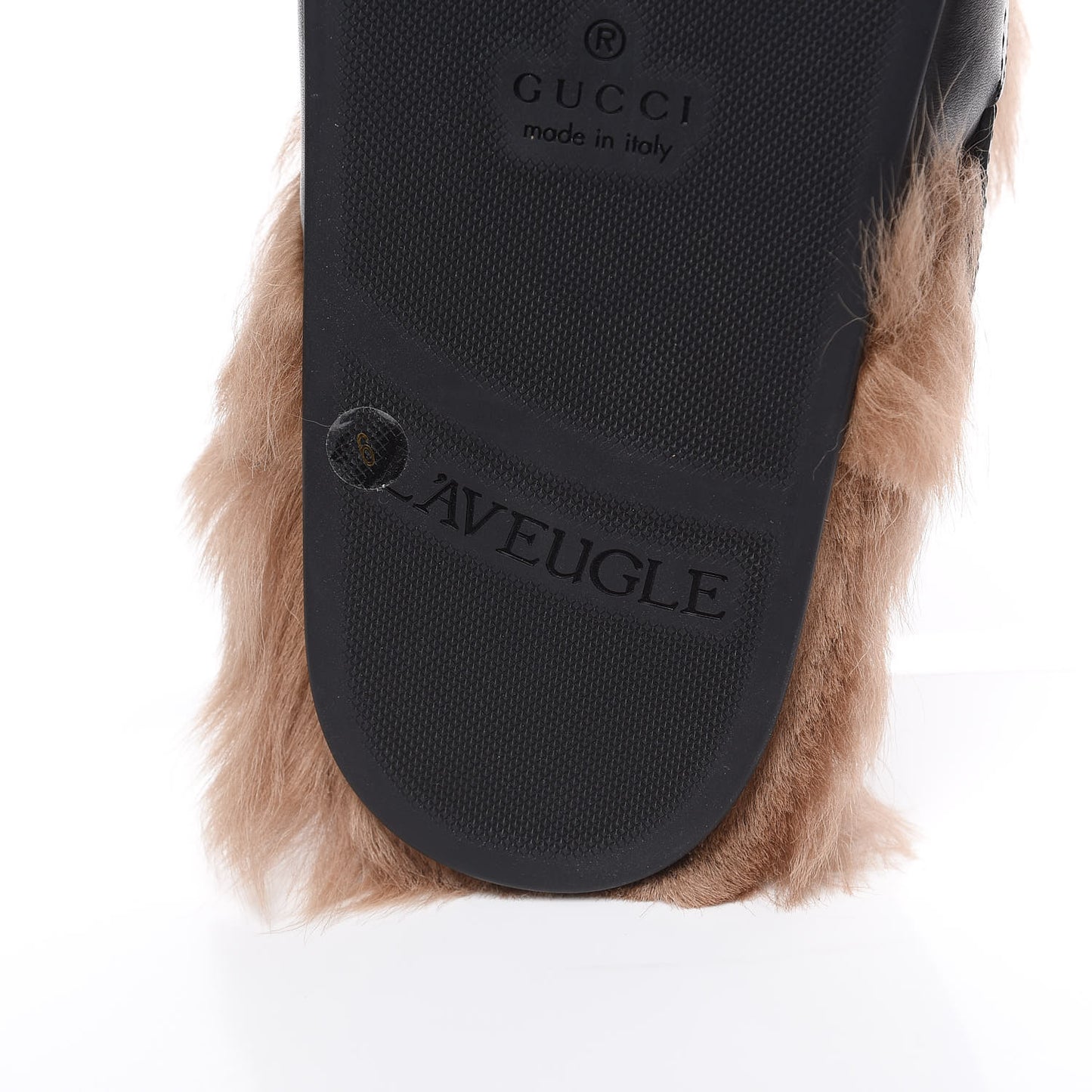 Calfskin Fur Mens Horsebit River Slingback Slippers 6 Black