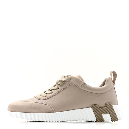 Hermes Sport Goatskin Suede Goatskin Womens Bouncing Sneakers 38 Kraft 38.5 Beige Galet 1 of 12