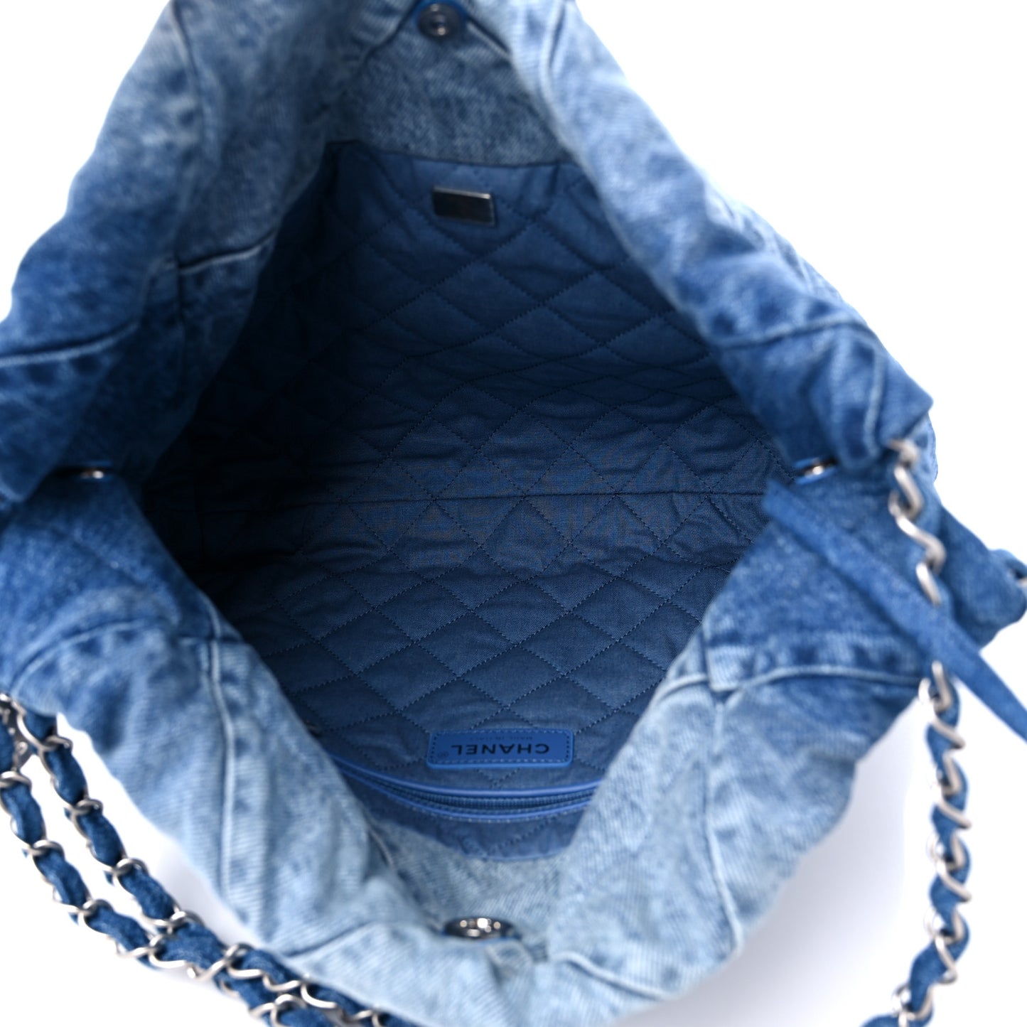 Denim Quilted Small Chanel 22 Blue