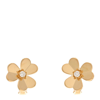 Van Cleef & Arpels 18K Yellow Gold Diamond Small Frivole Earrings 1 of 5