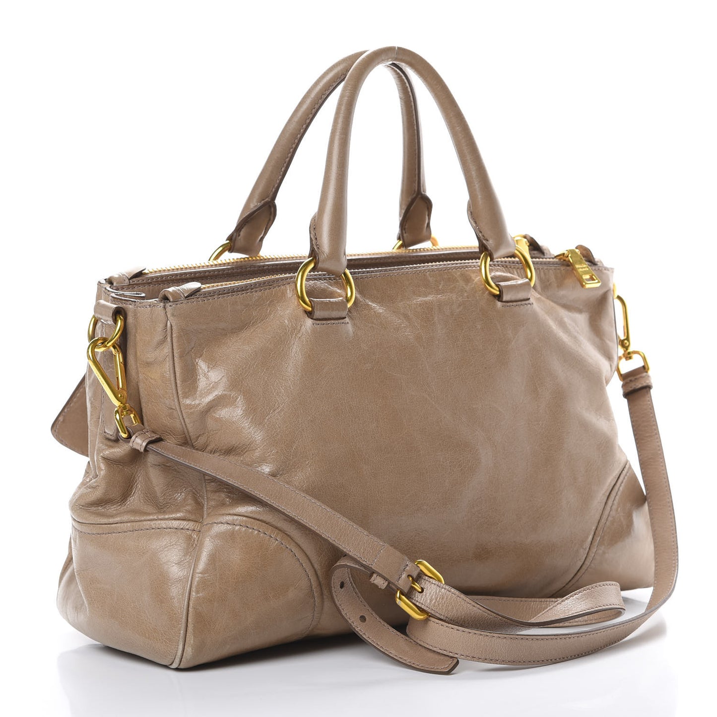 Vitello Shine Shopping Satchel Argilla
