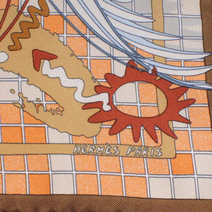 Hermes Silk Reves et Raisons Remiges de Fuite Pocket Square Scarf 3 of 5