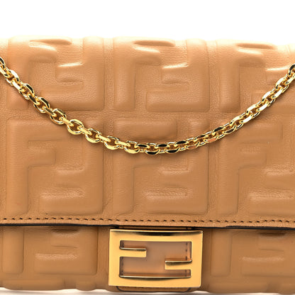 Fendi Nappa Matisse FF Embossed Continental Wallet On Chain Miele Scuro 8 of 11