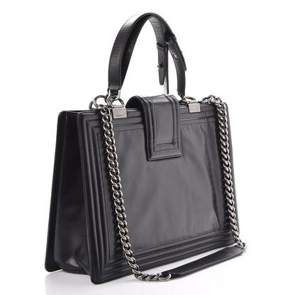 Chanel Glazed Calfskin Boy Tote Black 3 of 11