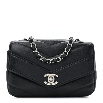 Chanel Caviar Chevron Quilted Small Single Flap Black 1 of 10