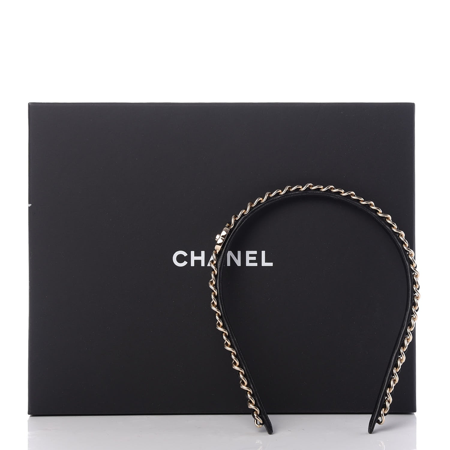 Chanel Metal Lambskin CC Turnlock Chain Headband Gold Black 6 of 6