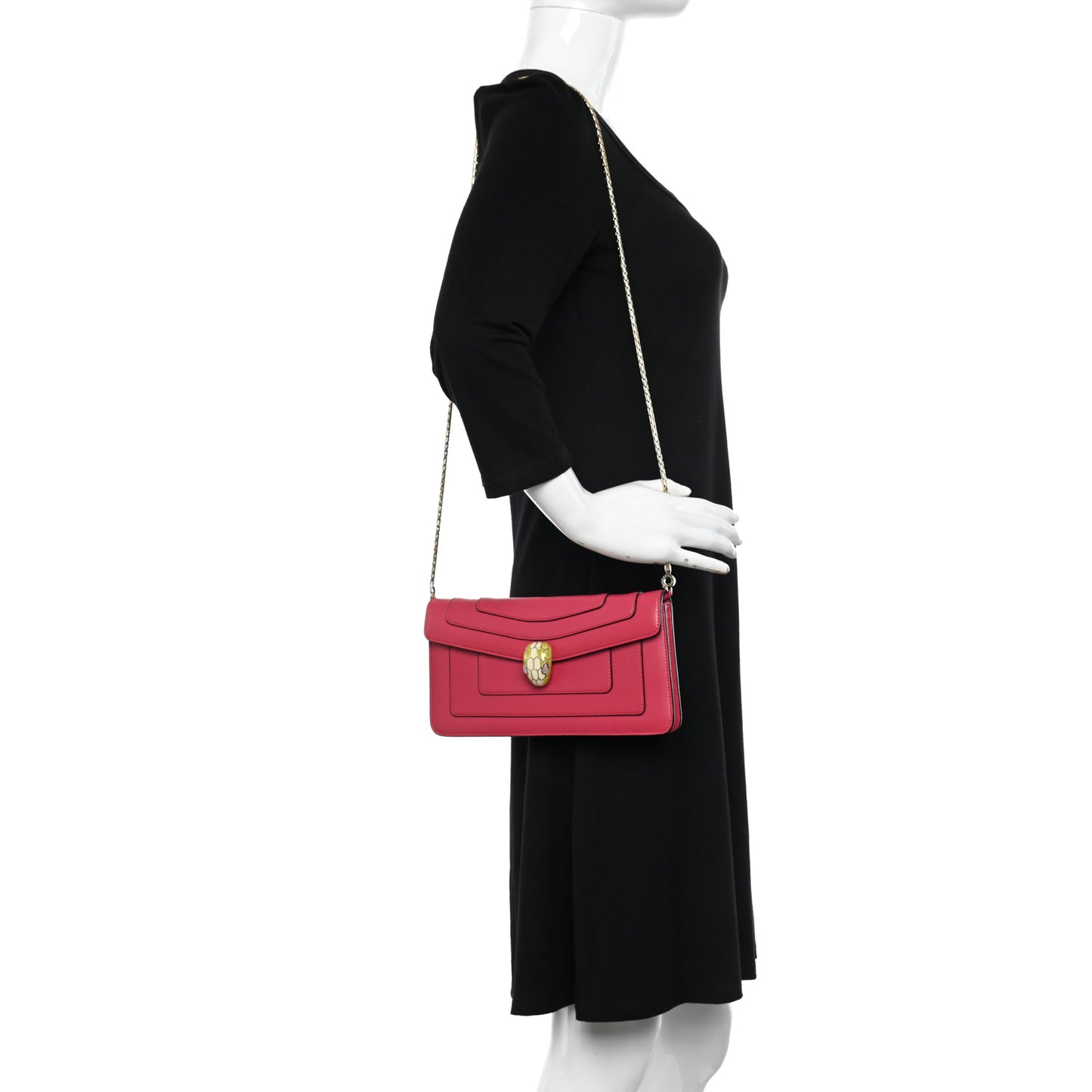 Calfskin Serpenti Forever Flap Clutch Ruby Red