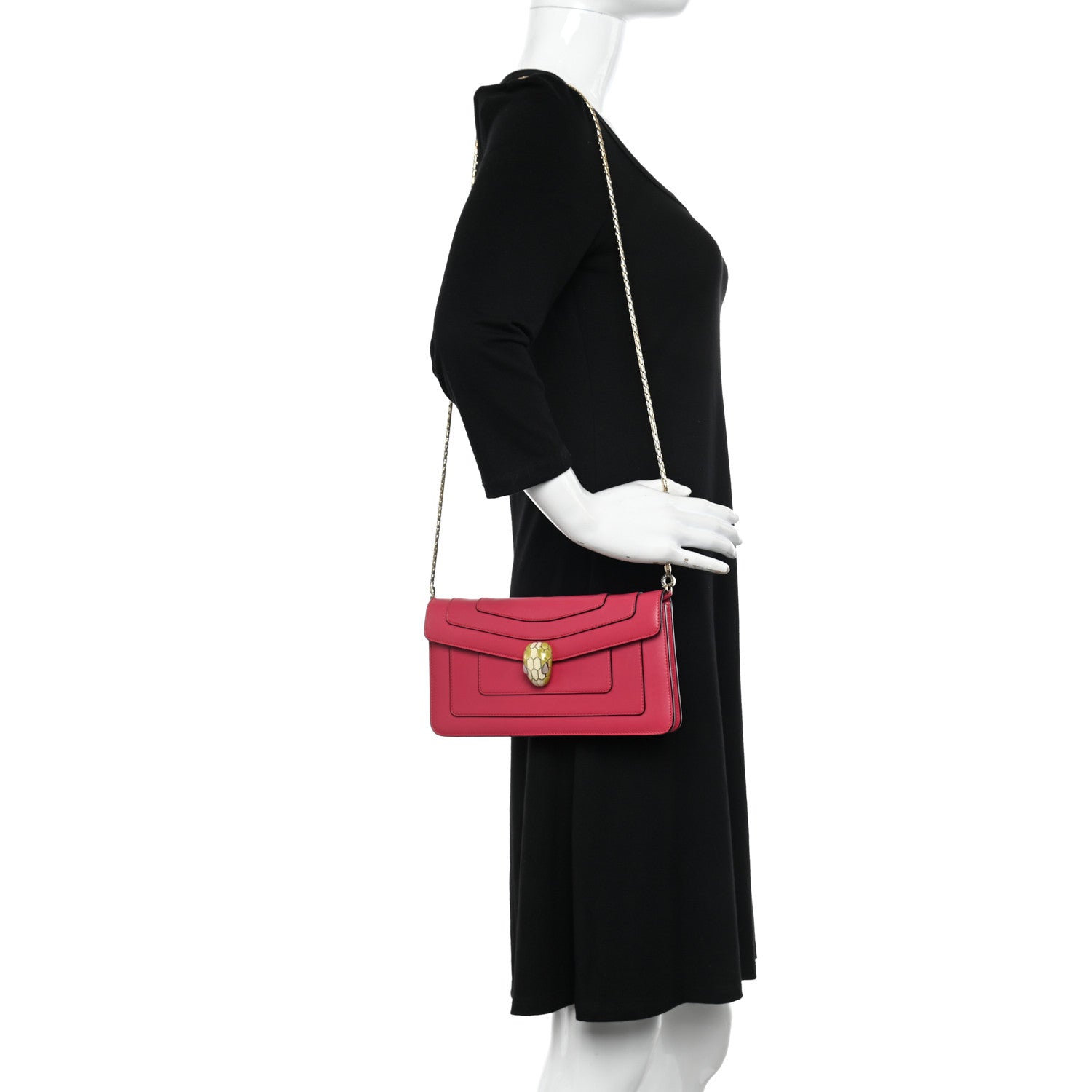 Bulgari Calfskin Serpenti Forever Flap Clutch Ruby Red 2 of 10