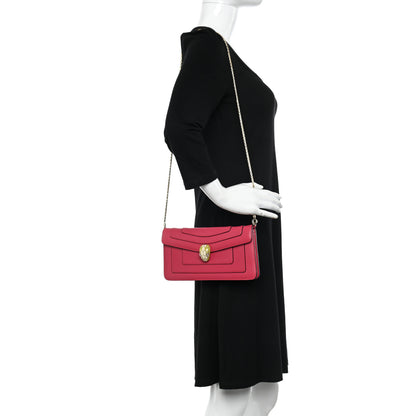 Bulgari Calfskin Serpenti Forever Flap Clutch Ruby Red 2 of 10