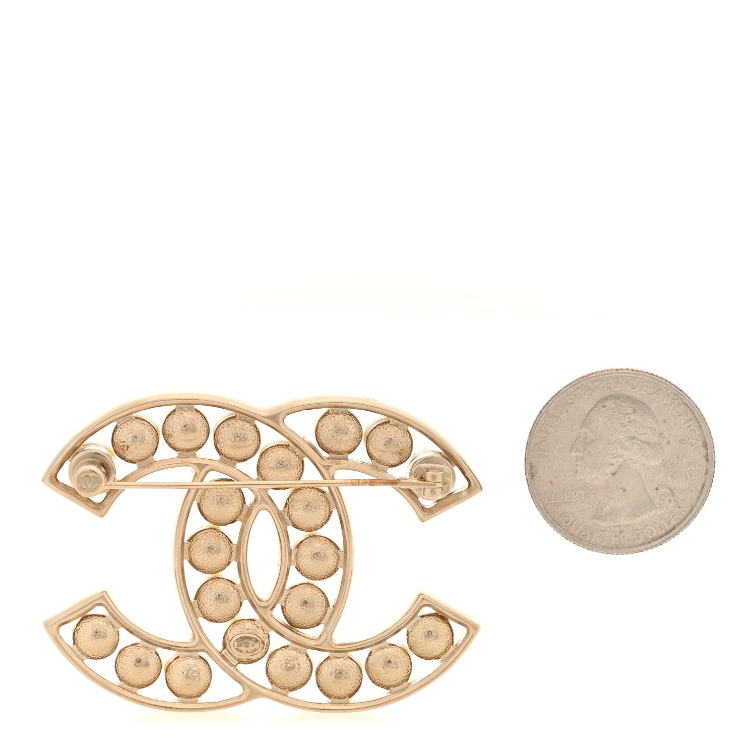 Chanel Pearl CC Brooch Light Gold 2 of 4